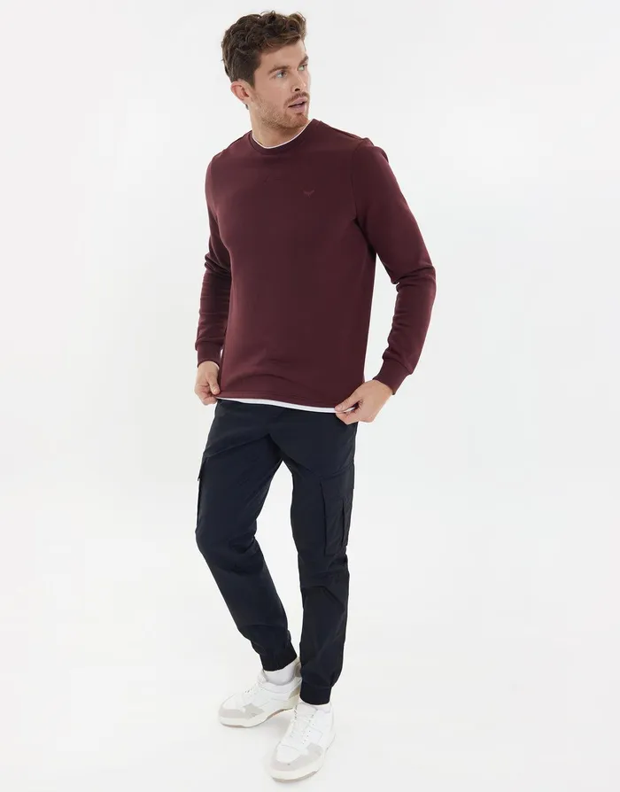 Men Burgundy Mock TShirt Sweatshirt Burgundy Threadbare Sweatshirts