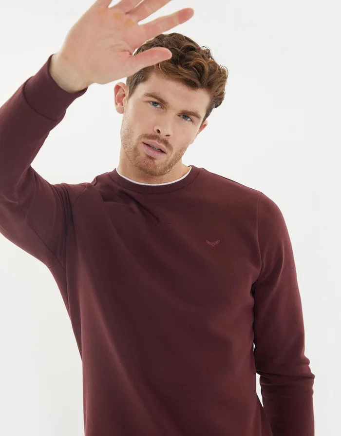 Men Burgundy Mock TShirt Sweatshirt Burgundy Threadbare Sweatshirts
