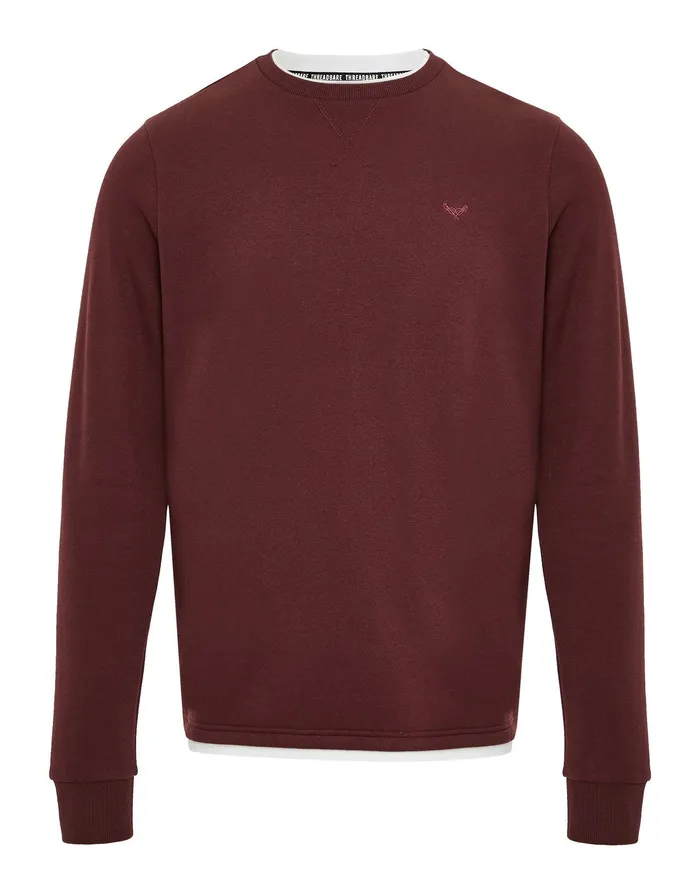 Men Burgundy Mock TShirt Sweatshirt Burgundy Threadbare Sweatshirts