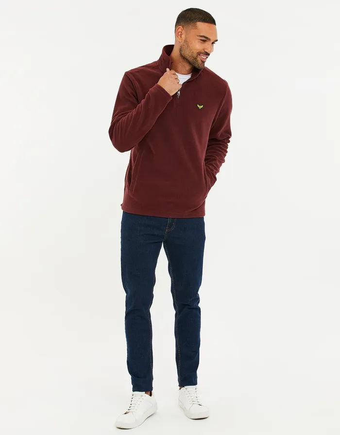 Men Burgundy Quarter Zip Fleece Sweatshirt Burgundy Threadbare Sweatshirts Men Burgundy Quarter Zip Fleece Sweatshirt Burgundy Threadbare Sweatshirts