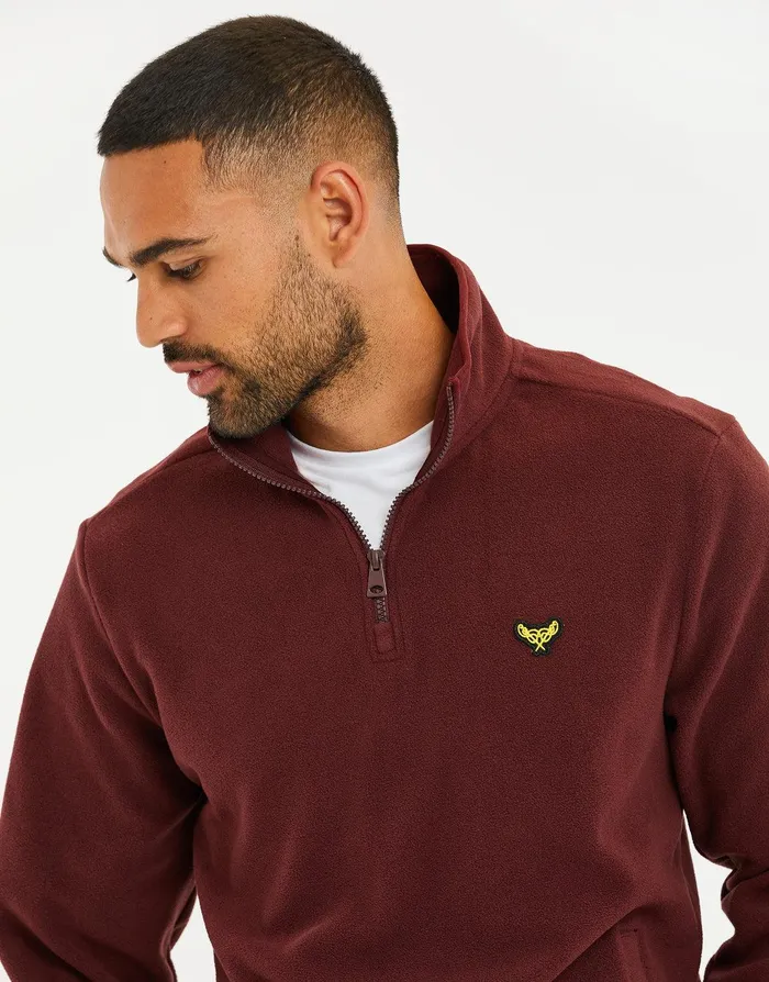 Men Burgundy Quarter Zip Fleece Sweatshirt Burgundy Threadbare Sweatshirts Men Burgundy Quarter Zip Fleece Sweatshirt Burgundy Threadbare Sweatshirts