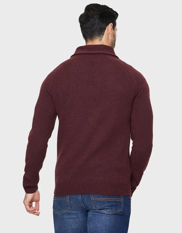 Men Burgundy Shawl Jumper Burgundy Threadbare Knitwear Men Burgundy Shawl Jumper Burgundy Threadbare Knitwear