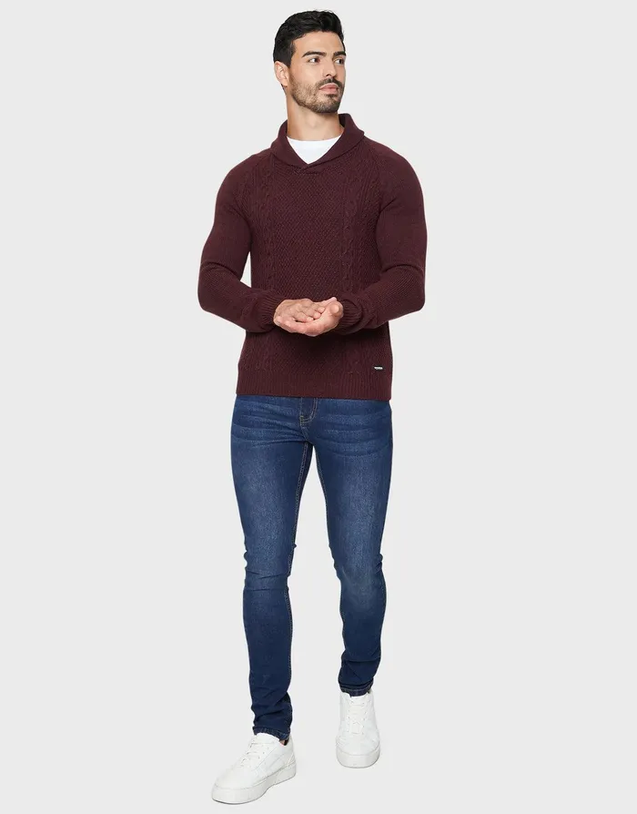 Men Burgundy Shawl Jumper Burgundy Threadbare Knitwear Men Burgundy Shawl Jumper Burgundy Threadbare Knitwear