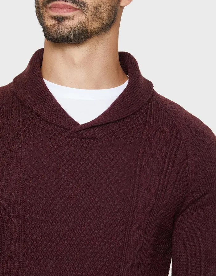 Men Burgundy Shawl Jumper Burgundy Threadbare Knitwear Men Burgundy Shawl Jumper Burgundy Threadbare Knitwear
