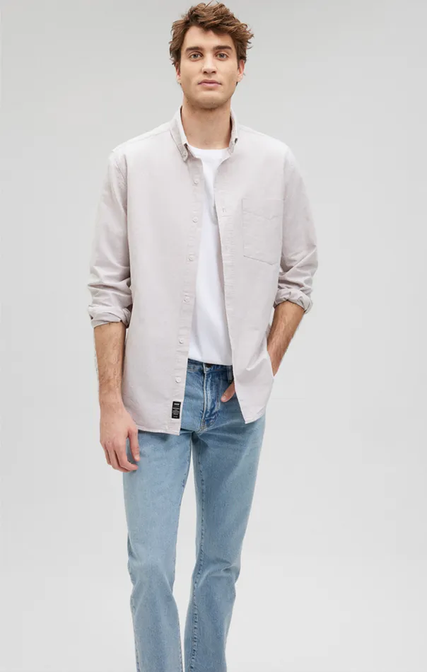 Men ButtonDown Long Sleeve Shirt In Silver Lining Mavi Jeans TShirts