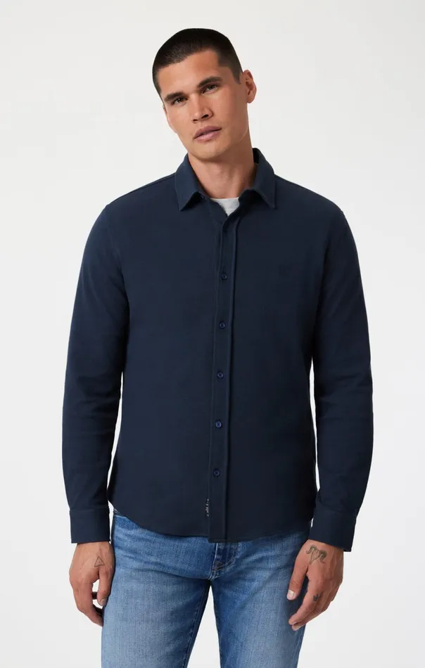 Men ButtonUp Long Sleeve Shirt In Blueberry Mavi Jeans Shirts