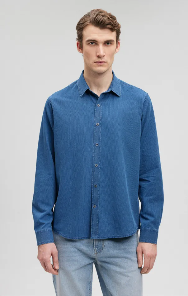Men Button UpLong Sleeve Shirt In Indigo Mavi Jeans Shirts