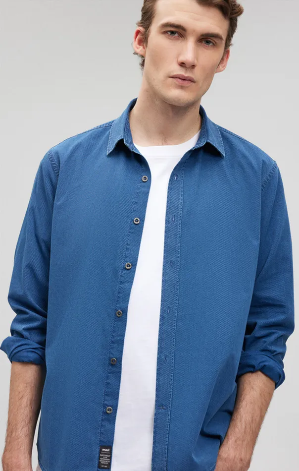 Men Button UpLong Sleeve Shirt In Indigo Mavi Jeans Shirts