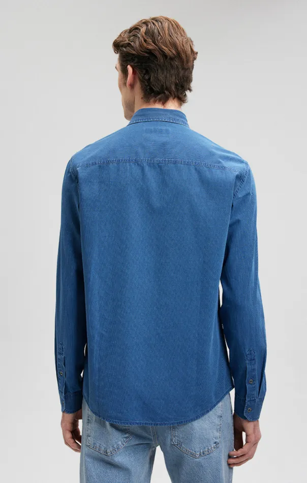 Men Button UpLong Sleeve Shirt In Indigo Mavi Jeans Shirts