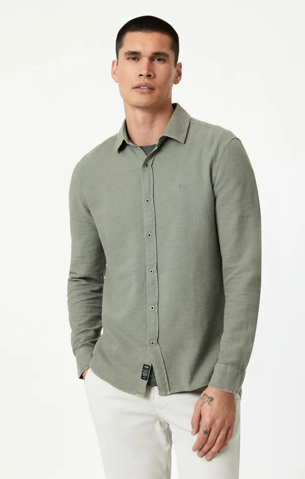 Men Button UpLong Sleeve Shirt In Shadow Mavi Jeans TShirts