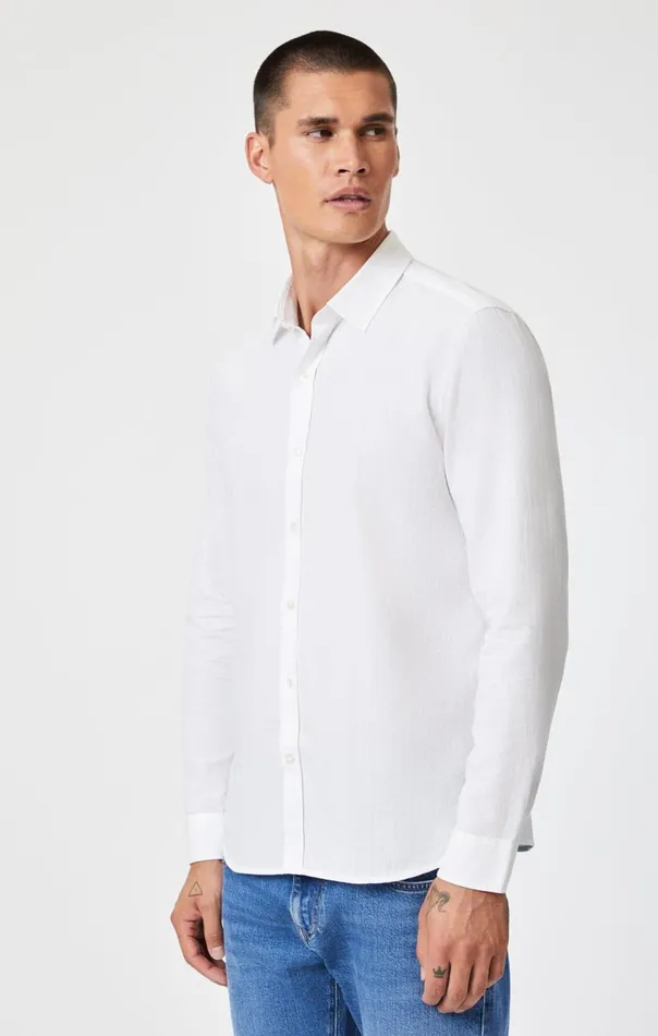 Men Button UpLong Sleeve Shirt In White Mavi Jeans TShirts Men Button UpLong Sleeve Shirt In White Mavi Jeans TShirts