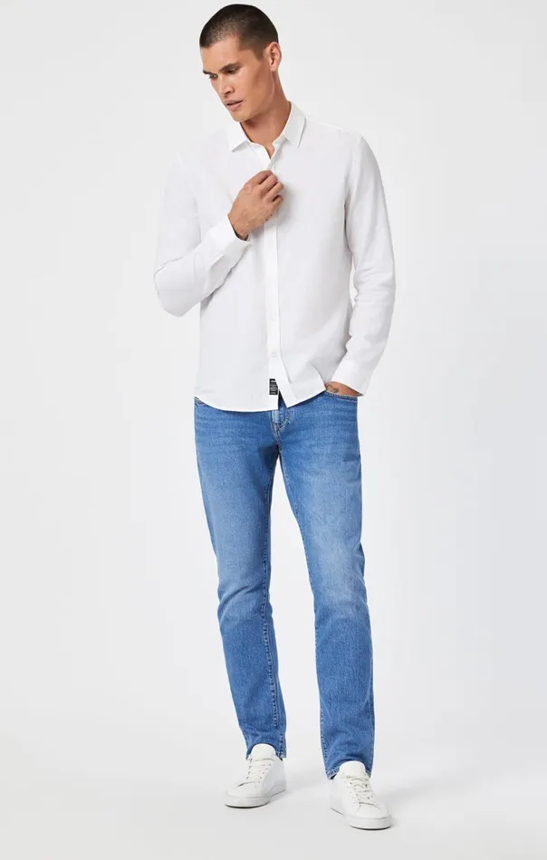 Men Button UpLong Sleeve Shirt In White Mavi Jeans TShirts Men Button UpLong Sleeve Shirt In White Mavi Jeans TShirts