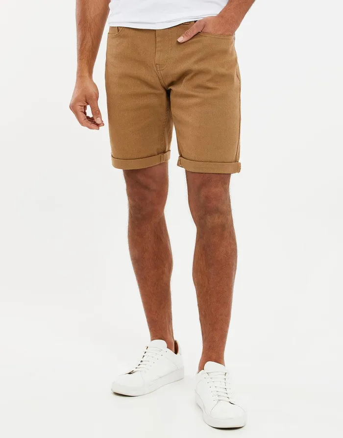 Men Camel Chino Shorts Camel Threadbare Shorts