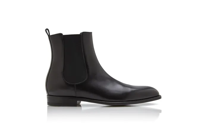 Men Casual Manolo Blahnik DELSA Black Burnished Calf Leather Chelsea Boots Men Casual Manolo Blahnik DELSA Black Burnished Calf Leather Chelsea Boots