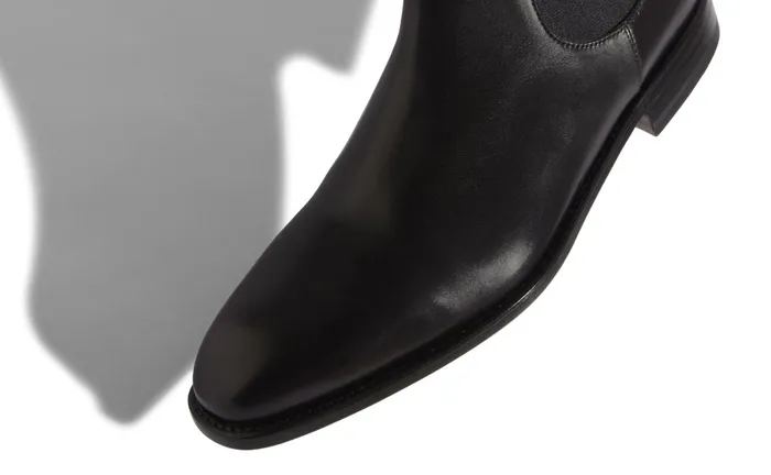 Men Casual Manolo Blahnik DELSA Black Burnished Calf Leather Chelsea Boots Men Casual Manolo Blahnik DELSA Black Burnished Calf Leather Chelsea Boots