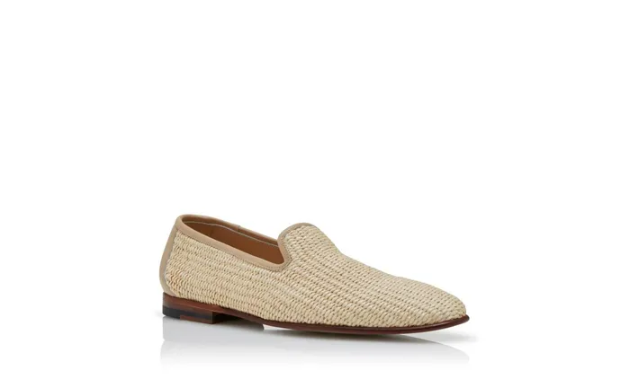 Men Casual Manolo Blahnik MARIO Cream Raffia Loafers