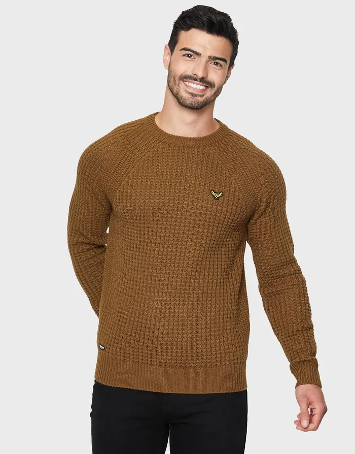 Men Catechu Wood Knitted Jumper Catechu Wood Threadbare Knitwear
