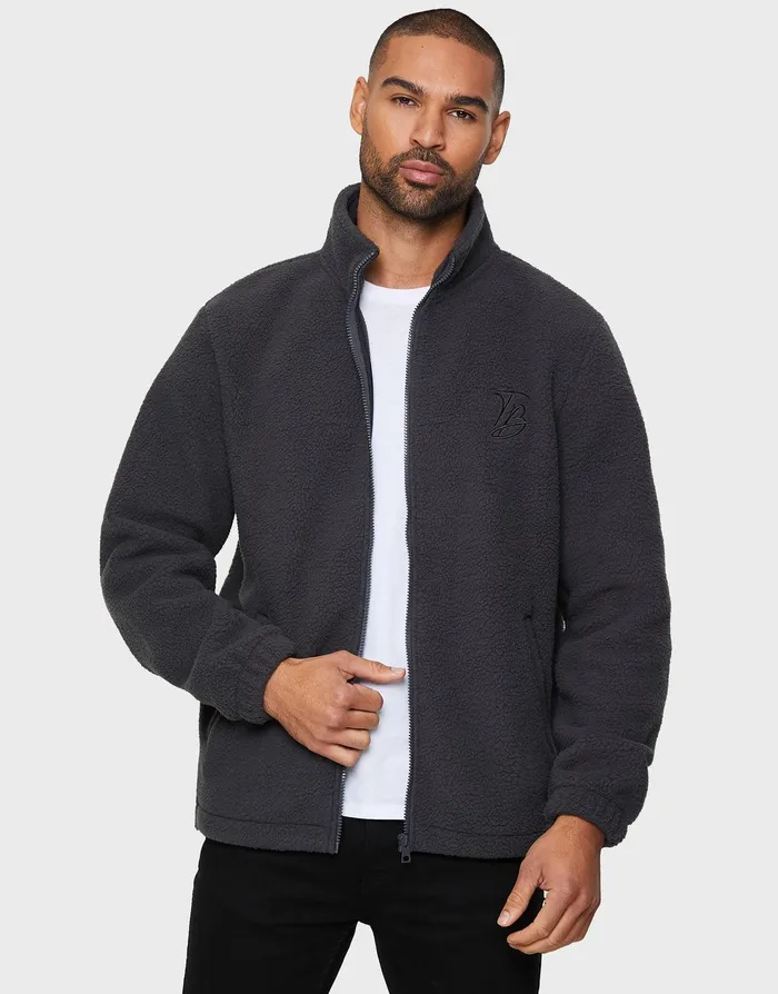 Men Charcoal Faux Borg Jacket Charcoal Threadbare Jacket and Coats