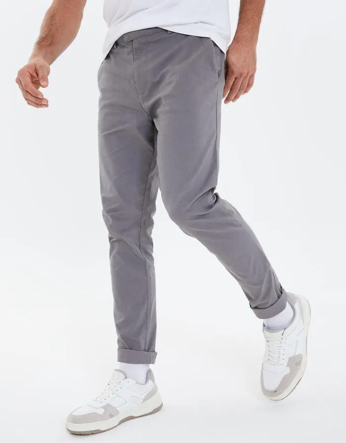 Men Charcoal Stretch Chino Trousers Charcoal Threadbare Trousers and Cargos