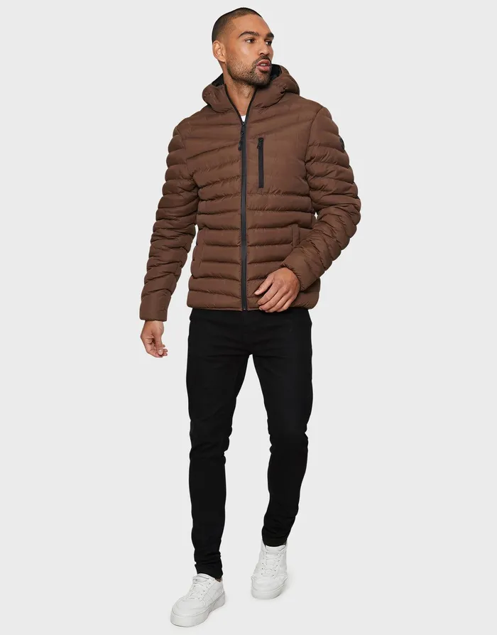 Men Chocolate Brown Hooded Puffer Jacket Chocolate Threadbare Jacket and Coats Men Chocolate Brown Hooded Puffer Jacket Chocolate Threadbare Jacket and Coats