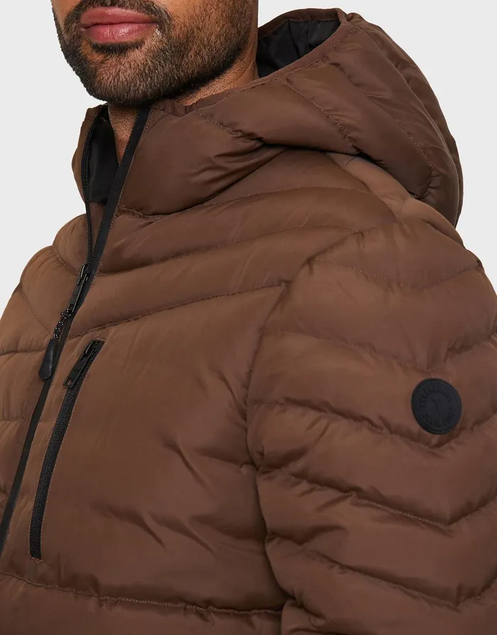 Men Chocolate Brown Hooded Puffer Jacket Chocolate Threadbare Jacket and Coats Men Chocolate Brown Hooded Puffer Jacket Chocolate Threadbare Jacket and Coats