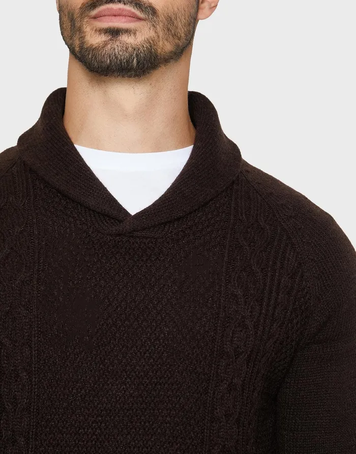 Men Chocolate Shawl Jumper Chocolate Threadbare Knitwear Men Chocolate Shawl Jumper Chocolate Threadbare Knitwear