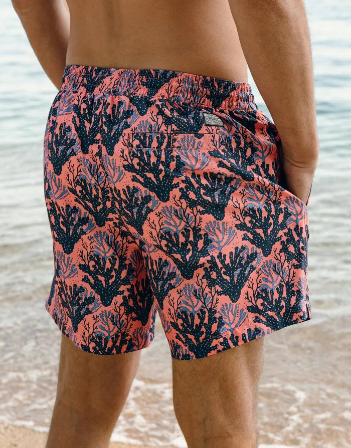 Men Coral Sea Print Swim Shorts Coral Threadbare Swimwear Men Coral Sea Print Swim Shorts Coral Threadbare Swimwear