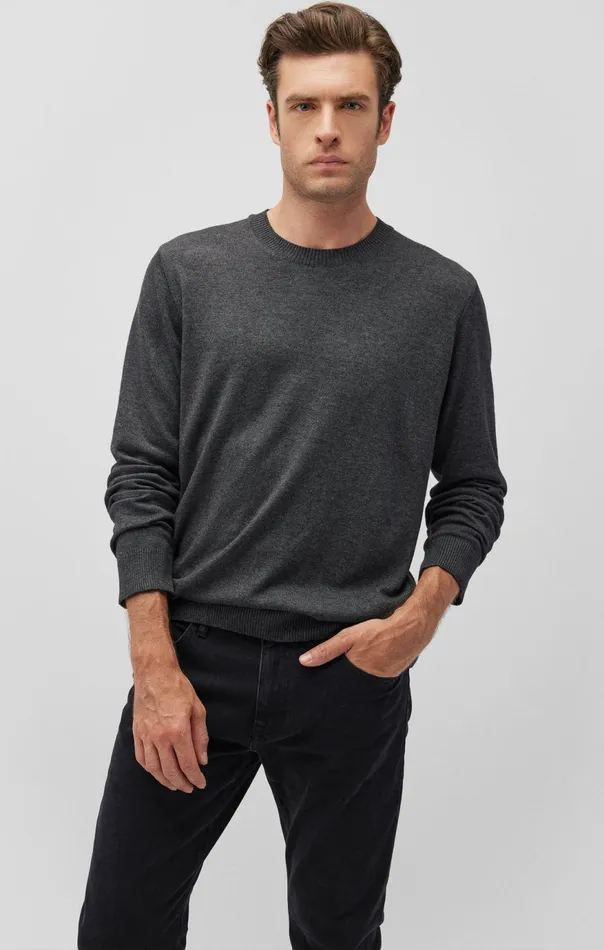 Men Crew Neck Sweater In Anthracite Melange Mavi Jeans Sweaters