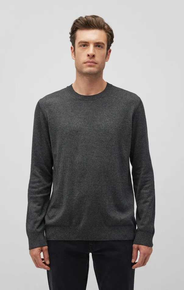 Men Crew Neck Sweater In Anthracite Melange Mavi Jeans Sweaters Men Crew Neck Sweater In Anthracite Melange Mavi Jeans Sweaters