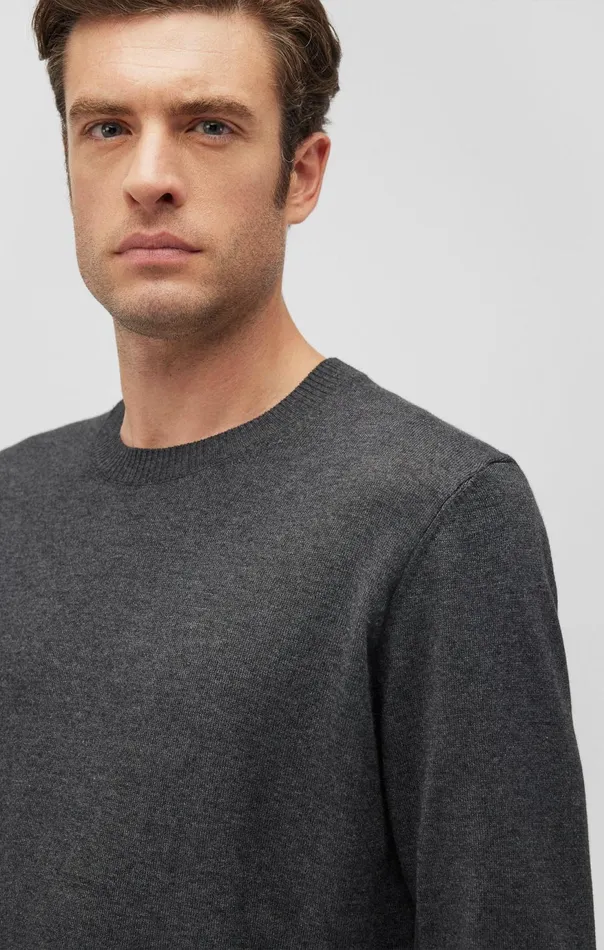 Men Crew Neck Sweater In Anthracite Melange Mavi Jeans Sweaters Men Crew Neck Sweater In Anthracite Melange Mavi Jeans Sweaters