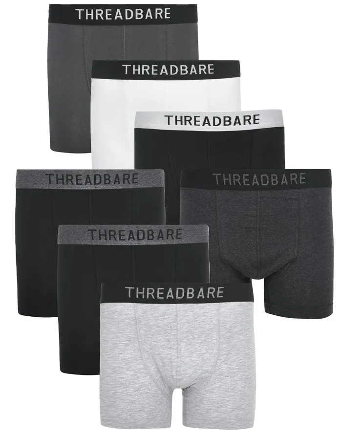 Men Dark Mix Hipster Fit Boxer Shorts 7 Pack Dark Mix Threadbare Underwear
