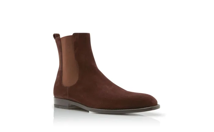 Men Delsa Manolo Blahnik DELSA Russet Brown Suede Chelsea Boots