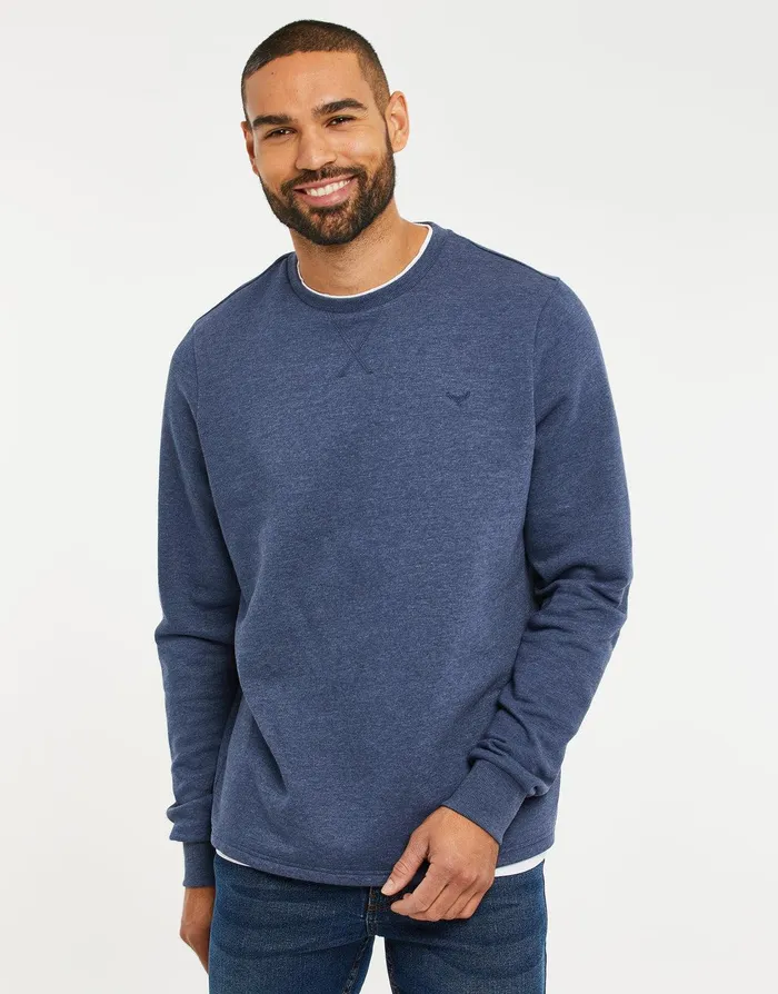Men Denim Blue Mock TShirt Sweatshirt Denim Blue Threadbare Sweatshirts