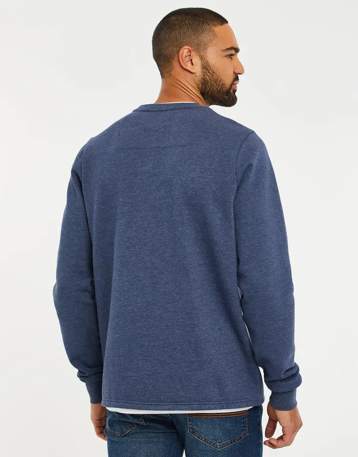 Men Denim Blue Mock TShirt Sweatshirt Denim Blue Threadbare Sweatshirts