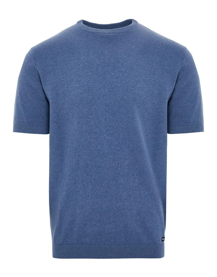 Men Denim Blue Round Neck Knitted TShirt Denim Blue Threadbare TShirts Men Denim Blue Round Neck Knitted TShirt Denim Blue Threadbare TShirts