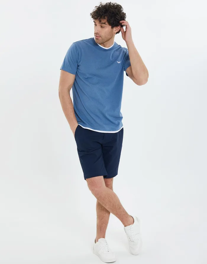 Men Denim Blue White Mock Collar TShirt Denim Blue Threadbare TShirts Men Denim Blue White Mock Collar TShirt Denim Blue Threadbare TShirts