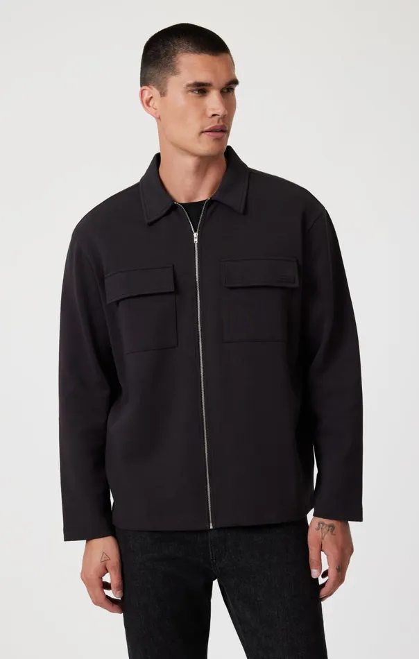 Men Double Pocket ZipUp Jacket In Black Mavi Jeans Jackets