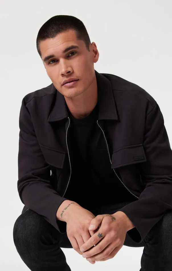Men Double Pocket ZipUp Jacket In Black Mavi Jeans Jackets Men Double Pocket ZipUp Jacket In Black Mavi Jeans Jackets