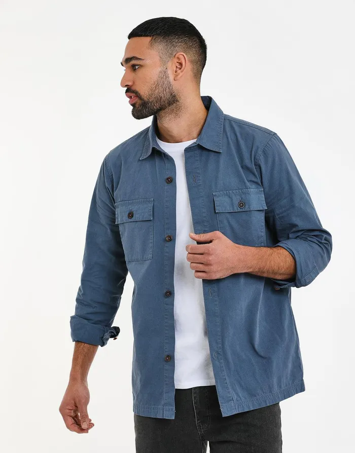 Men Dusky Blue Lightweight Shacket Dusky Blue Threadbare Jacket and Coats Men Dusky Blue Lightweight Shacket Dusky Blue Threadbare Jacket and Coats