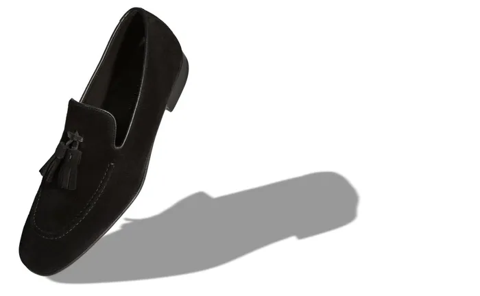 Men Evening Manolo Blahnik CHESTER Black Suede Tassel Loafers Men Evening Manolo Blahnik CHESTER Black Suede Tassel Loafers