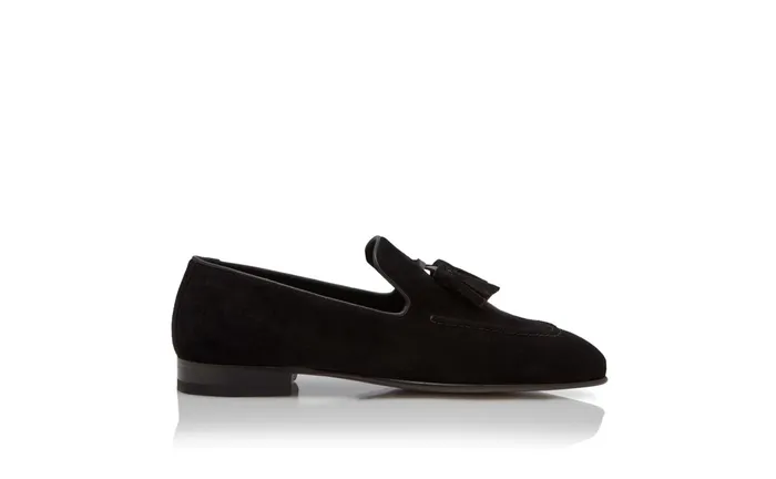 Men Evening Manolo Blahnik CHESTER Black Suede Tassel Loafers Men Evening Manolo Blahnik CHESTER Black Suede Tassel Loafers