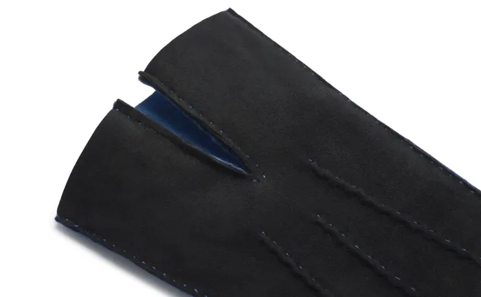 Men Gloves Manolo Blahnik MOD7 Black And Mid Blue Shearling Gloves