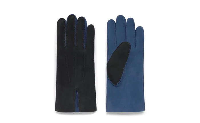 Men Gloves Manolo Blahnik MOD7 Black And Mid Blue Shearling Gloves Men Gloves Manolo Blahnik MOD7 Black And Mid Blue Shearling Gloves