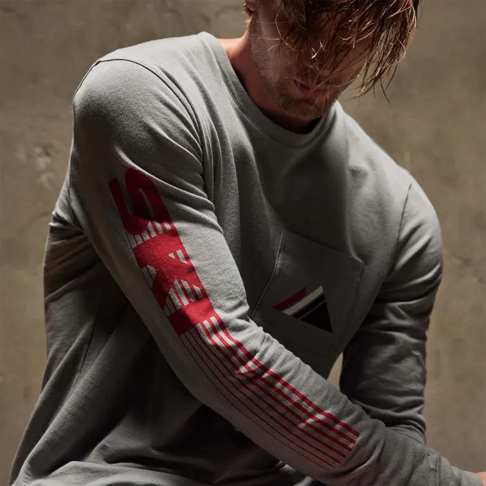 Men Graphics James Perse Long Sleeve Ski Patrol Graphic Silver Grey