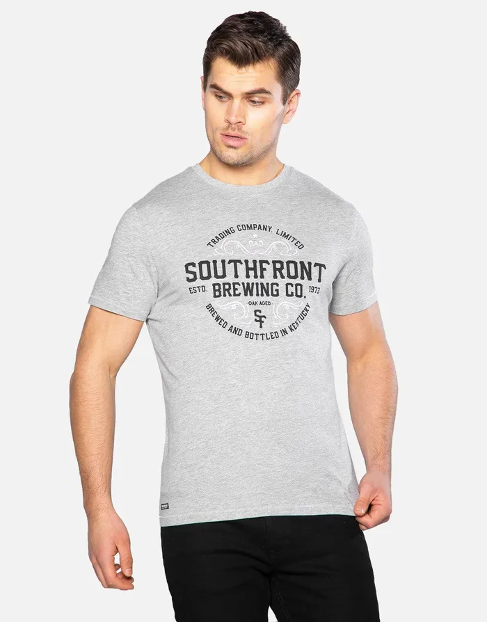 Men Grey Brewing Crew Neck TShirts 3 Pack BlackGrey MarlCharcoal Marl Threadbare TShirts