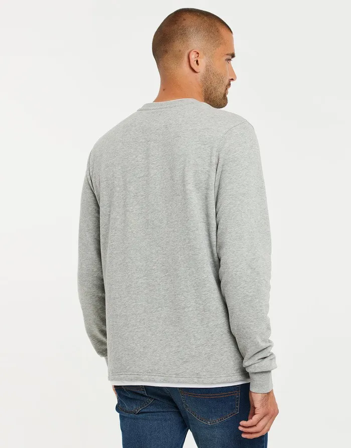 Men Grey Mock TShirt Sweatshirt Grey Marl Threadbare Sweatshirts Men Grey Mock TShirt Sweatshirt Grey Marl Threadbare Sweatshirts