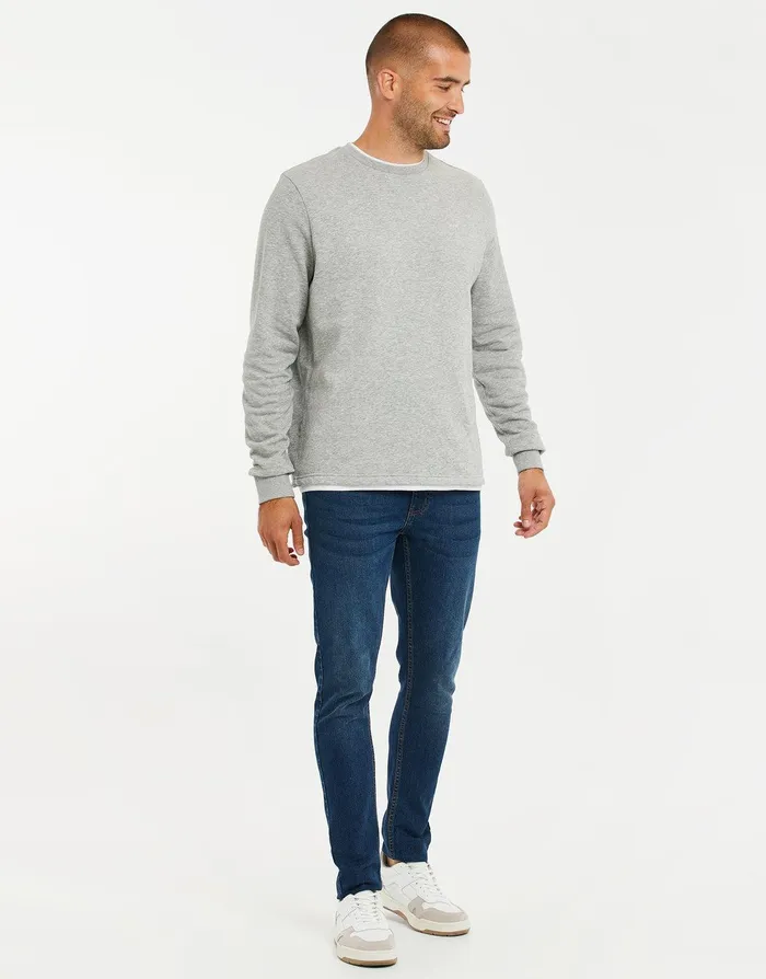 Men Grey Mock TShirt Sweatshirt Grey Marl Threadbare Sweatshirts Men Grey Mock TShirt Sweatshirt Grey Marl Threadbare Sweatshirts