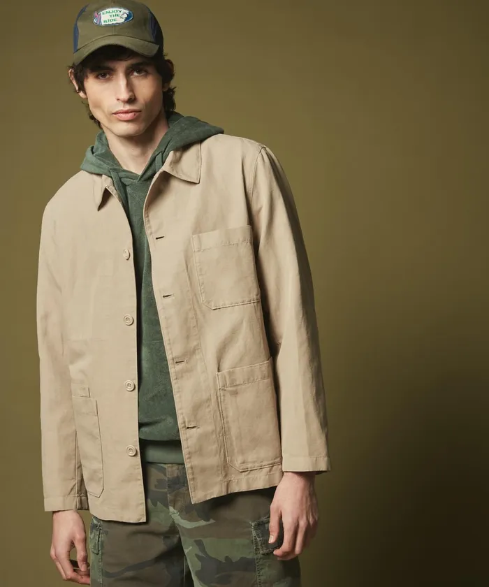 Men Hartford Jackets and Outerwear Natural Cotton And Linen Jerry Jacket