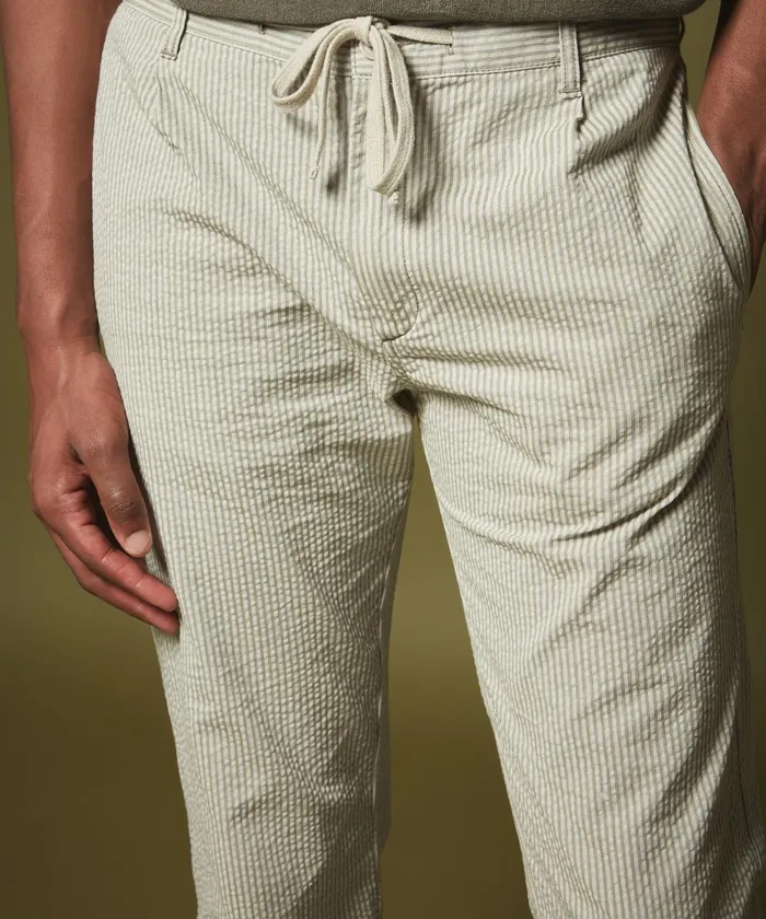 Men Hartford Pants Khaki Seersucker Tanker Easy Pants
