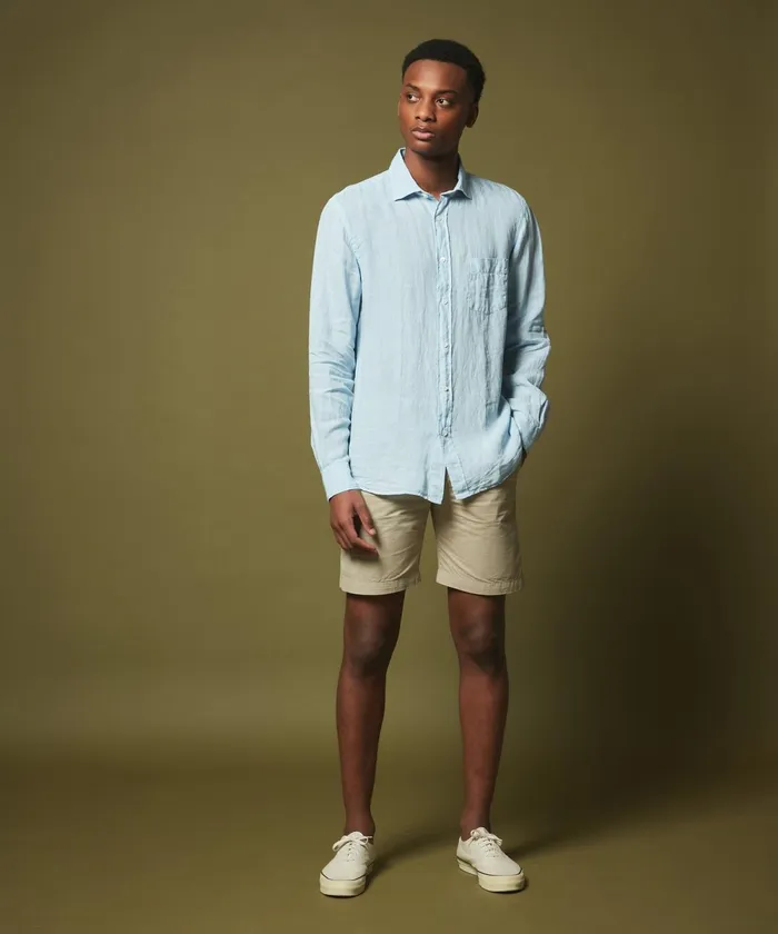 Men Hartford Shirts Azur Linen Paul Regular Shirt